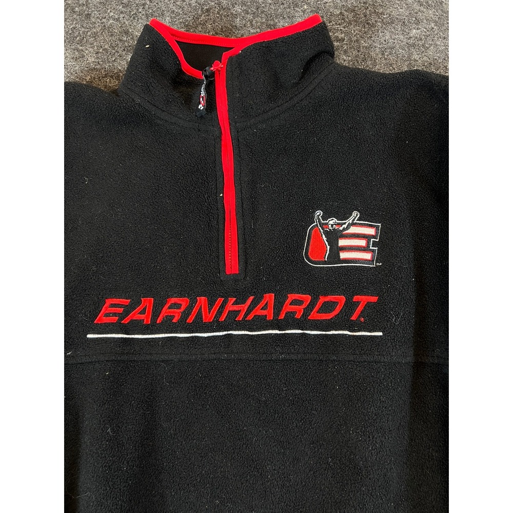 VTG 90s NASCAR Dale Earnhardt Fleece Quarter Zip Pullover Sweater Black Mens M